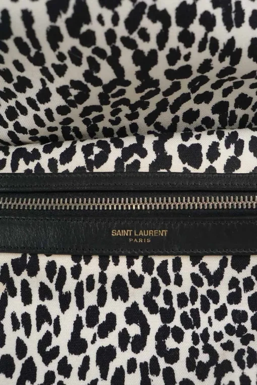 Saint Laurent black/white canvas leopard print city backpack