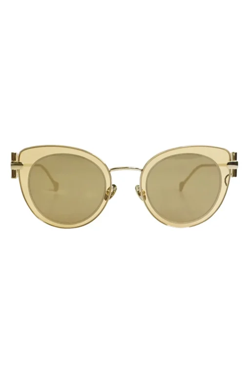 Salvatore Ferragamo gold cat eye sunglasses with circled metal temples