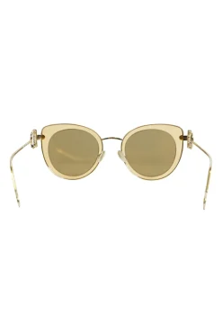 Salvatore Ferragamo gold cat eye sunglasses with circled metal temples