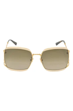 Sepia tinted polycarbonate oversized rectangle sunglasses