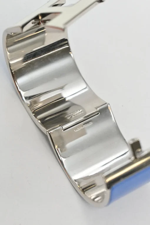 Silver and blue palladium-plated sterling silver and enamel extra wide Clic H bracelet