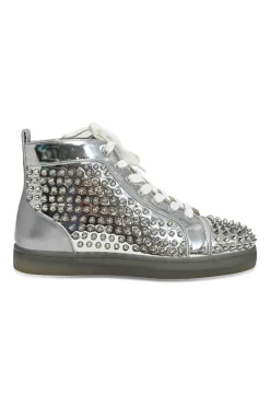Silver antispecchio leather and rubber spike Louis high-top sneakers