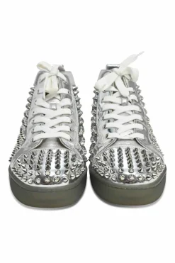 Silver antispecchio leather and rubber spike Louis high-top sneakers