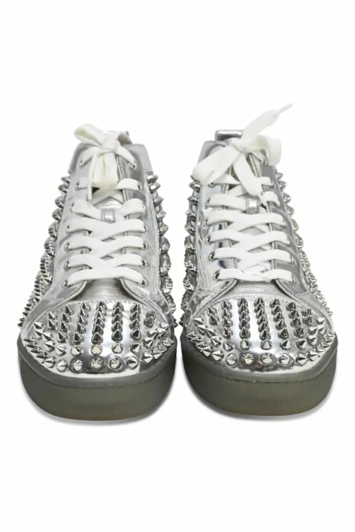 Silver antispecchio leather and rubber spike Louis high-top sneakers