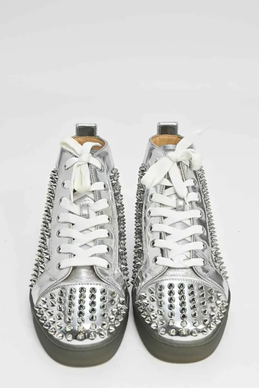 Silver antispecchio leather and rubber spike Louis high-top sneakers
