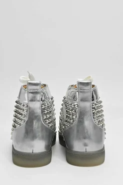 Silver antispecchio leather and rubber spike Louis high-top sneakers