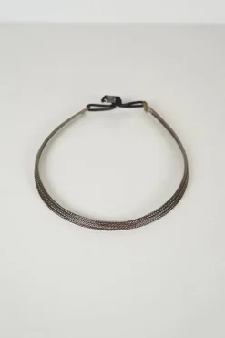 silver colour headband in braided hand shaped wire filament