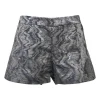 Silver cotton-silk blend abstract jacquard pull-on wide-leg shorts