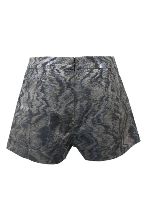 Silver cotton-silk blend abstract jacquard pull-on wide-leg shorts