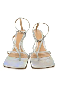 Silver Holographic Stretch Sandals