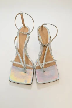 Silver Holographic Stretch Sandals