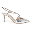 Silver mirrored leather pointed-toe Bon Ton slingback pumps
