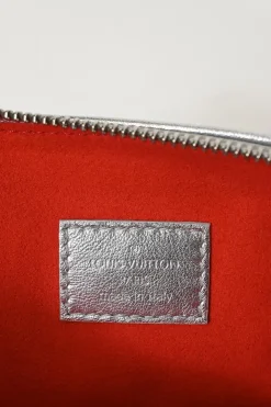 Silver Monogram-embossed puffy lambskin Coussin PM two-way shoulder bag with silver-finish hardware