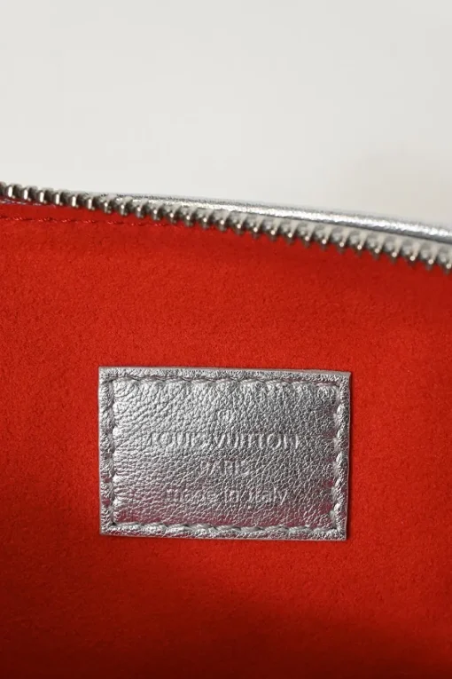 Silver Monogram-embossed puffy lambskin Coussin PM two-way shoulder bag with silver-finish hardware