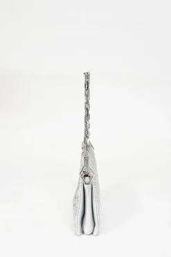 Silver Monogram-embossed puffy lambskin Coussin PM two-way shoulder bag with silver-finish hardware