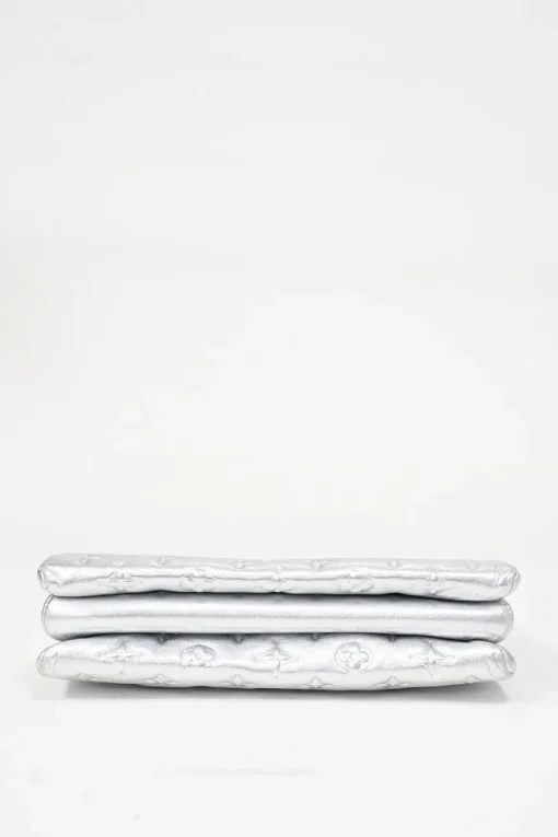 Silver Monogram-embossed puffy lambskin Coussin PM two-way shoulder bag with silver-finish hardware