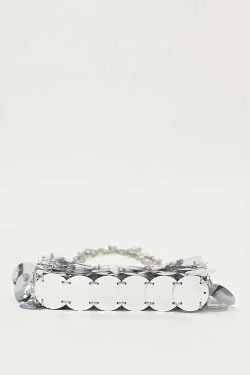 Silver paillette chainmail Sparkle Nano 69 shoulder bag