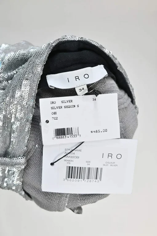 Silver sequined viscose-blend high-rise Obi shorts