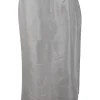 Silver silk knee-length skirt