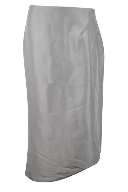 Silver silk knee-length skirt
