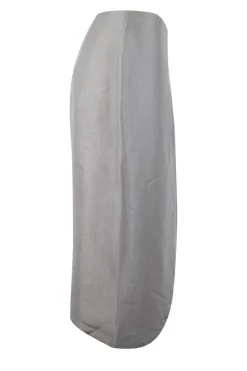 Silver silk knee-length skirt