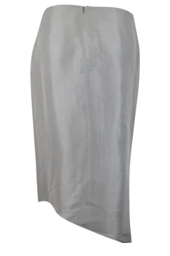 Silver silk knee-length skirt