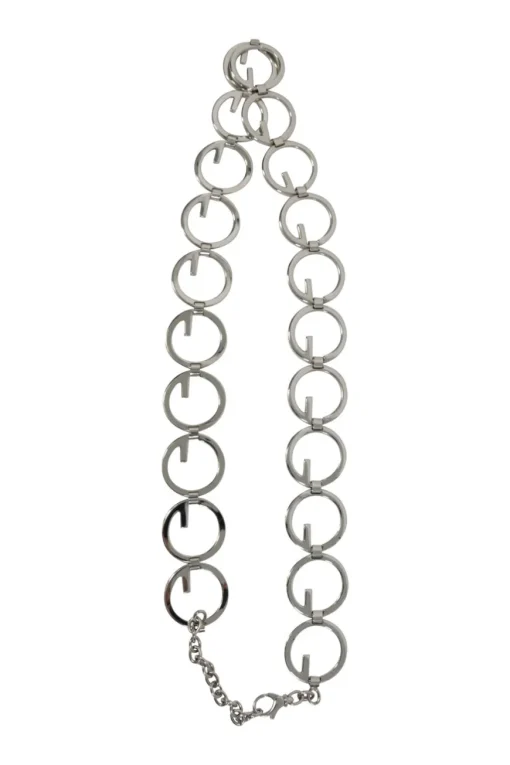 Silver stainless steel GG chain belt