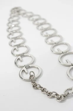 Silver stainless steel GG chain belt