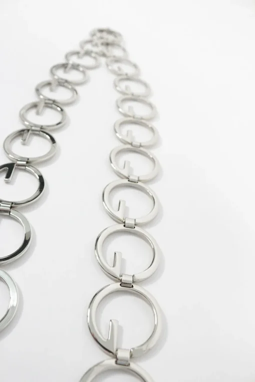Silver stainless steel GG chain belt