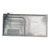 Silver textured leather zipper wallet with card holders at the front