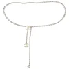 Silver-finish metal and enamel Coco Mark chain belt with hook closure