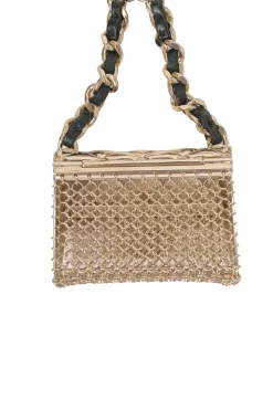 Silver-finish metal and leather flap bag charm belt with lobster clasp closure