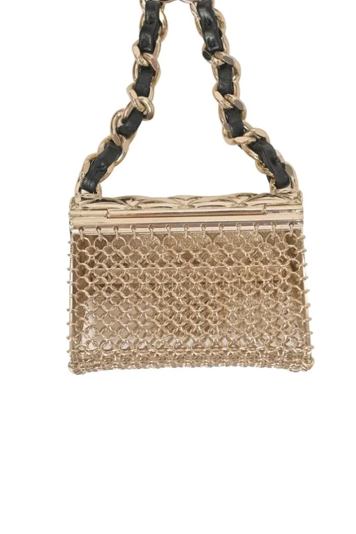 Silver-finish metal and leather flap bag charm belt with lobster clasp closure