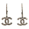 Silver-finish metal Coco Mark drop earrings