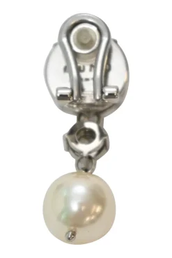 Silver-tone copper, crystal and faux pearl clip-on drop earrings