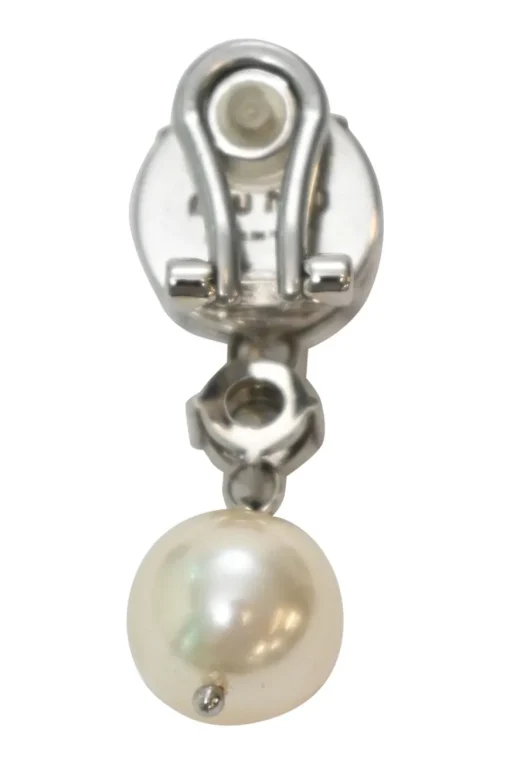Silver-tone copper, crystal and faux pearl clip-on drop earrings