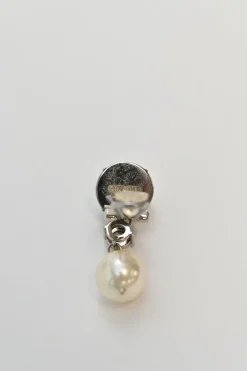 Silver-tone copper, crystal and faux pearl clip-on drop earrings