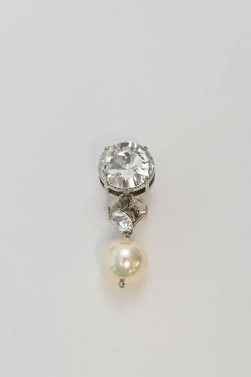 Silver-tone copper, crystal and faux pearl clip-on drop earrings