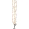 Silver-tone metal and resin faux pearl heart watch locket bracelet with T-bar closure