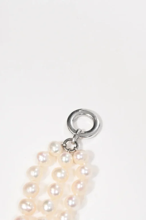 Silver-tone metal and resin faux pearl heart watch locket bracelet with T-bar closure