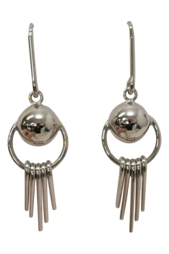 Silver-tone metal drop earrings