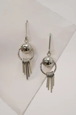 Silver-tone metal drop earrings