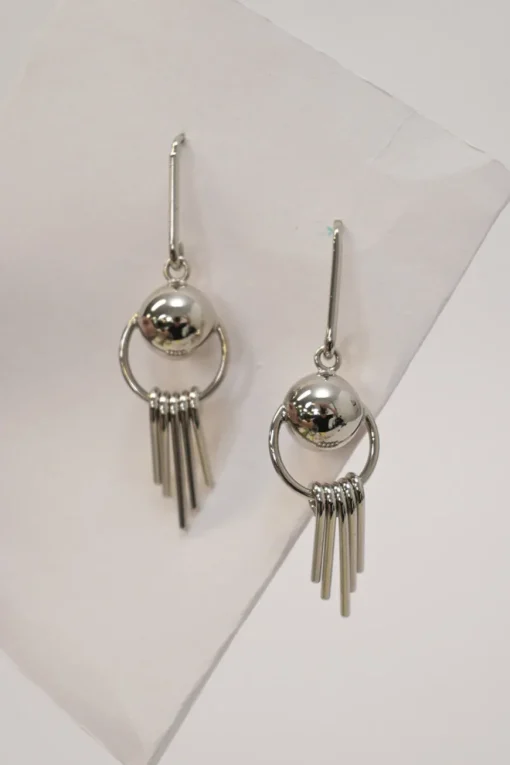 Silver-tone metal drop earrings