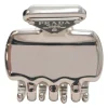 Silver-tone metal logo plaque claw hair clip