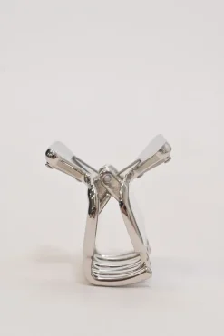 Silver-tone metal logo plaque claw hair clip