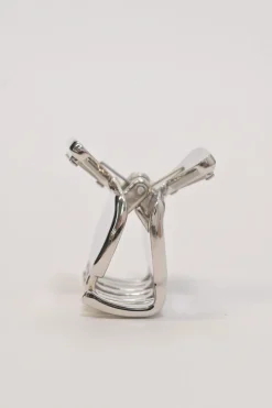 Silver-tone metal logo plaque claw hair clip