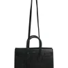 Small Black grain de poudre leather Sac de Jour tote with detachable shoulder strap