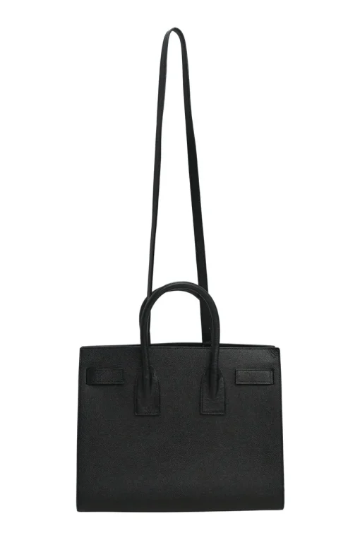 Small Black grain de poudre leather Sac de Jour tote with detachable shoulder strap
