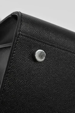 Small Black grain de poudre leather Sac de Jour tote with detachable shoulder strap