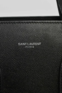 Small Black grain de poudre leather Sac de Jour tote with detachable shoulder strap
